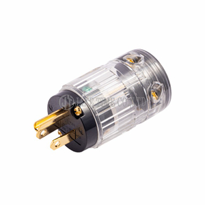 Audio Grade NEMA 5-15P Power Plug Transparent, Gold Plated Cable Maximum 19mm