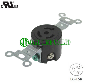 NEMA L6-15R Locking Type Receptacle, 250V AC/15A Current Rating, get UL/cUL Approved, with PC Body