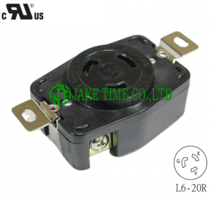 NEMA L6-20R Locking Type Receptacle, 250V AC/20A Current Rating, get UL/cUL Approved, with PC Body