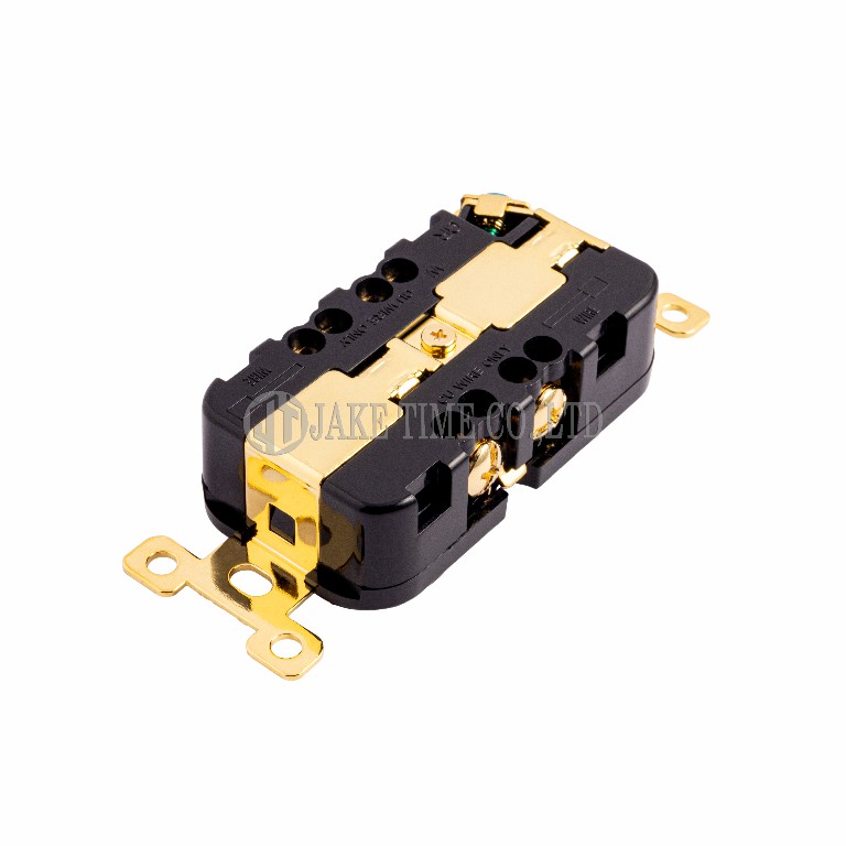 Audio Grade NEMA 5-20R Duplex Receptacle Black, Gold Plated