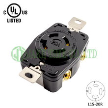 NEMA L15-20R Locking Type Receptacle, 3Ø 250V AC/20A Current Rating, with PC Body