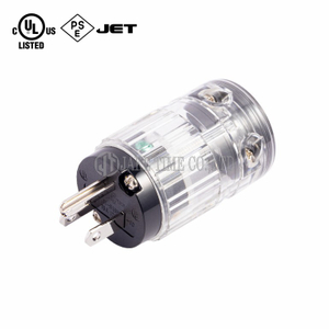 Audio Grade Hi-Fi AC Connector NEMA 5-15P Transparent, Rhodium Plated, Cable Maximum 19mm