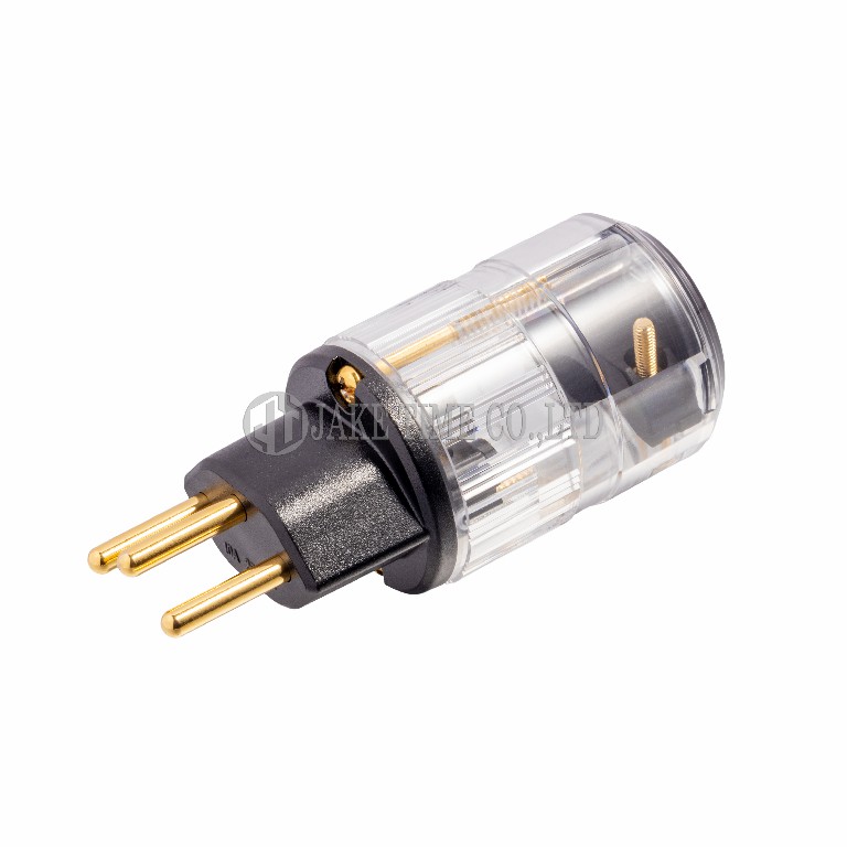 HiFi Audio Swiss Plug Type J Switzerland Power Plug Transparent, Gold Plated Maximum 17mm