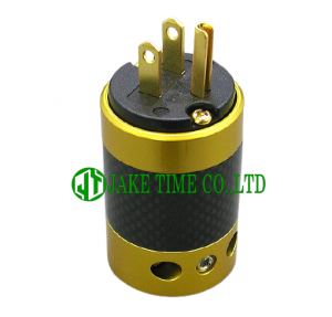 Audio Grade NEMA 5-15P Power Plug Gold, Carbon Shell, Gold Plated