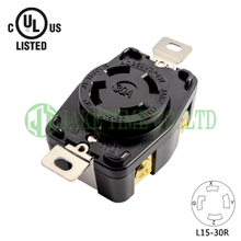 NEMA L15-30R Locking Type Receptacle, 3Ø 250V AC/30A Current Rating, with PC Body