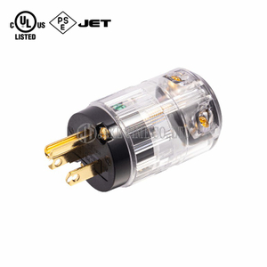 Audio Grade Hi-Fi AC Connector NEMA 5-15P Transparent, Gold Plated Cable Maximum 17mm