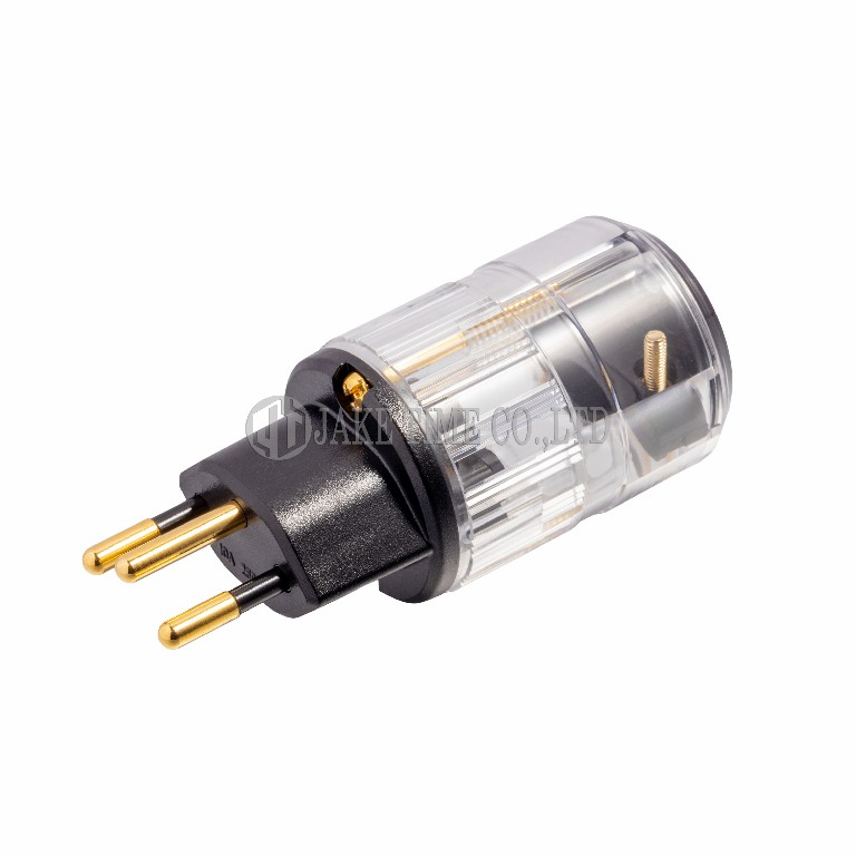HiFi Audio Swiss Plug Type J Switzerland Power Plug Transparent, Gold Plated Maximum 17mm