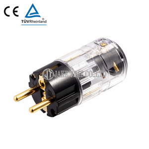 Audio Grade Hi-Fi Schuko AC Connector Transparent, Gold Plated, Cable Maximum 17mm