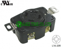 NEMA L16-20R Locking Type Receptacle, 3Ø 480V AC/20A Current Rating, with PC Body