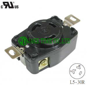 NEMA L5-30R Locking Type Receptacle, 125V AC/30A Current Rating, get UL/cUL Approved, with PC Body