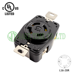 NEMA L16-20R Locking Type Receptacle, 3Ø 480V AC/20A Current Rating, with PC Body