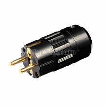 Audio Schuko Plug Power Plug Black, Gold Plated Maximum 17mm