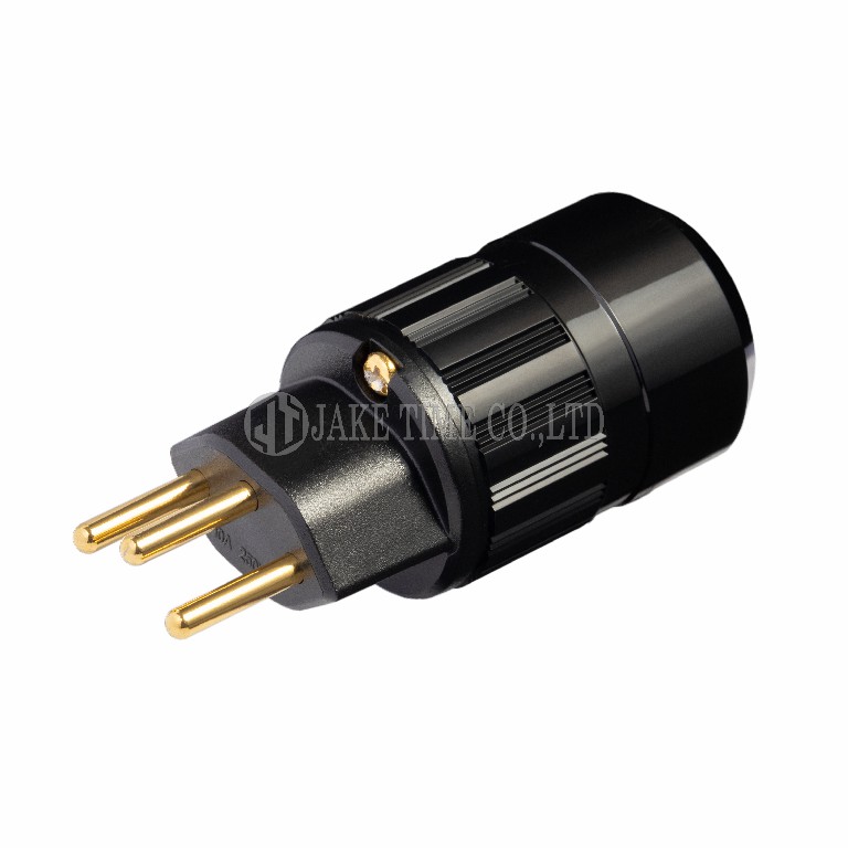 Audio Swiss Plug Type J Switzerland Power Plug Black, Gold Plated Maximum 17mm