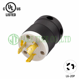 NEMA L6-20P Locking Type Plug, 250V AC/20A Current Rating, get UL/cUL Approved, with PC Body