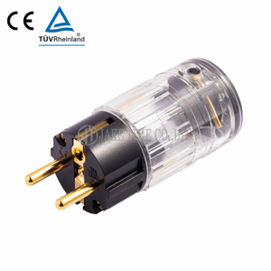 Audio Grade Hi-Fi Schuko AC Connector Transparent, Gold Plated, Cable Maximum 19mm