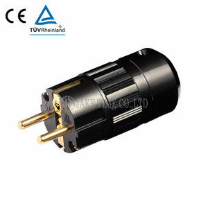 Audio Grade Hi-Fi Schuko AC Connector Black, Gold Plated, Cable Maximum 17mm