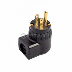 Audio Grade NEMA 5-15P Power Plug Black, 90 degrees L Type, Gold Plated