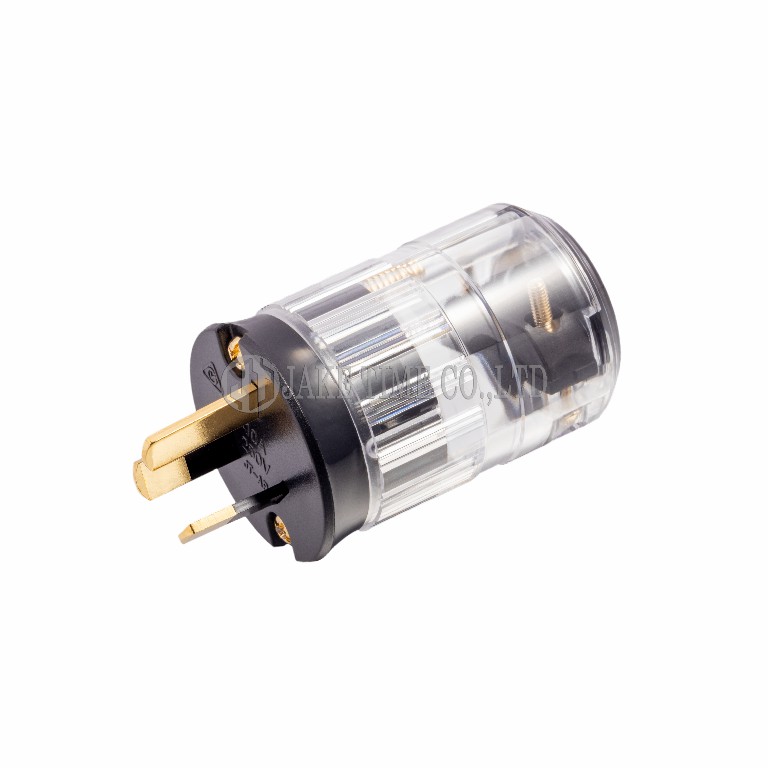 Audio Plug AS/NZS 3112 Australia Power Plug Cable Transparent, Gold Plated Maximum 17mm