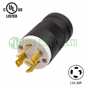 NEMA L15-30P Locking Type Plug, get UL/cUL Approved, 3Ø/4W, 250V AC/30A Current Rating, with PC Body
