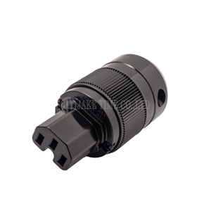 Audio Grade Hi-Fi Jake Time Brand IEC 60320 C15 Power Connector, Black, Gold Plated, Cable Maximum 17mm