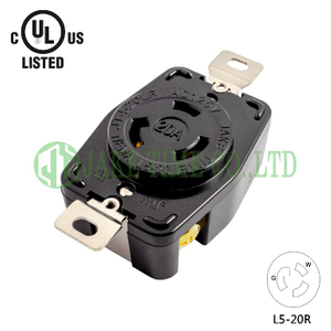 NEMA L5-20R Locking Type Receptacle, 125V AC/20A Current Rating, get UL/cUL Approved, with PC Body