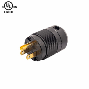 Audio Grade Hi-Fi AC Plug Jake Time Brand NEMA 5-15P Black, Gold Plated Cable Maximum 17mm