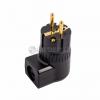 Audio Schuko Plug Power Plug Black, 90 degrees L Type, Gold Plated