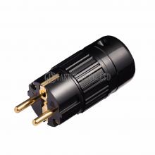 Audio Schuko Plug Power Plug Black, Gold Plated Maximum 19mm