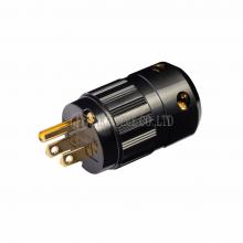 Audio Grade NEMA 5-15P Power Plug Black, Gold Plated Cable Maximum 17mm
