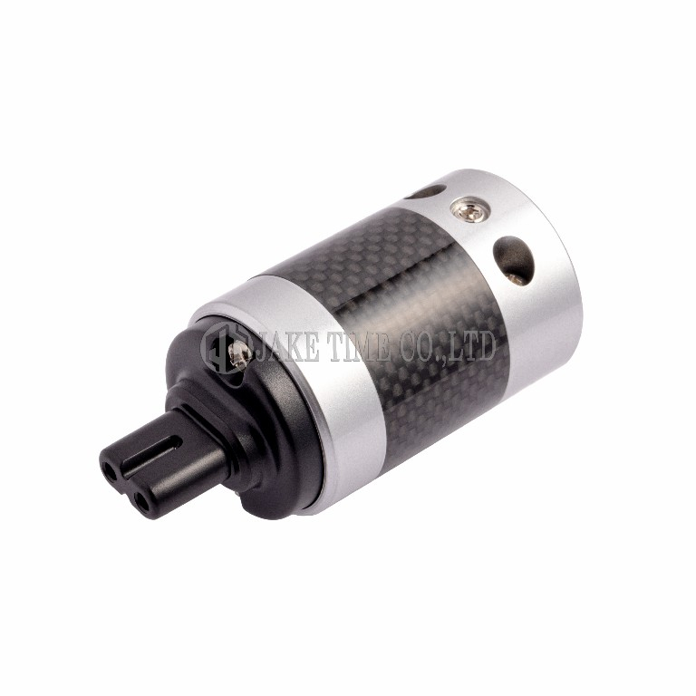 Audio Connector IEC 60320 C7 Power Connector Silver, Carbon Shell, Rhodium Plated 
