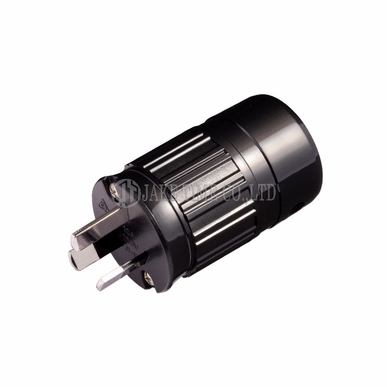 Audio Plug AS/NZS 3112 Australia Power Plug Cable Black,Rhodium Plated Maximum 19mm