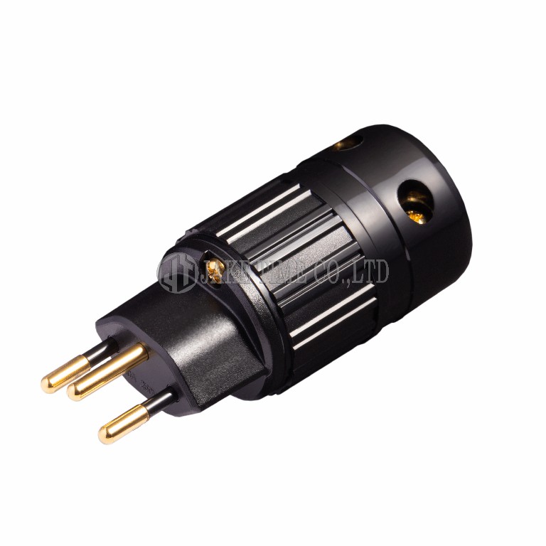 Audio Swiss Plug Type J Switzerland Power Plug Black, Gold Plated Maximum 19mm