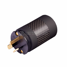Audio Plug AS/NZS 3112 Australia Power Plug Black, Carbon Shell, Gold Plated