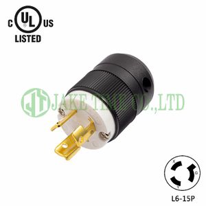 NEMA L6-15P Locking Type Plug, 250V AC/15A Current Rating, get UL/cUL Approved, with PC Body