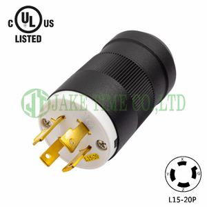NEMA L15-20P Locking PlugsNEMA L15-20P Locking Type Plug, get UL/cUL Approved, 3Ø/4W, 250V AC/20A Current Rating, with PC Body