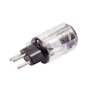 HiFi Audio Swiss Plug Type J Switzerland Power Plug Transparent, Rhodium Plated Maximum 17mm