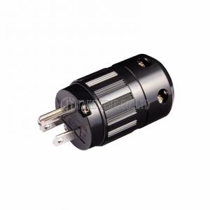Audio Grade NEMA 5-15P Power Plug Black, Rhodium Plated Cable Maximum 17mm