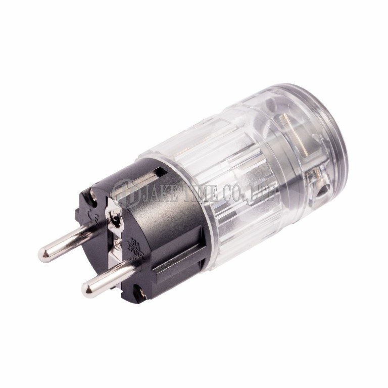 HiFi Audio Schuko Plug Power Plug Transparent,Rhodium Plated Maximum 19mm