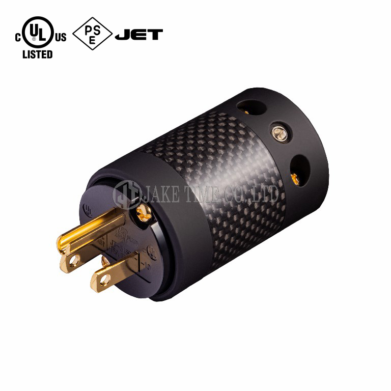 Audio Grade Hi-Fi AC Connector NEMA 5-15P , Black, Carbon Fiber, Gold Plated 