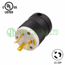 NEMA L5-20P Locking Type Plug, get UL/cUL Approved, 125V AC/20A Current Rating, with PC Body