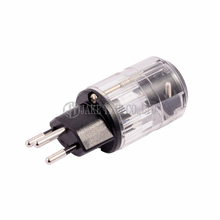 Audio Grade Hi-Fi AC Connector Swiss Plug Type J Transparent, Rhodium Plated, Cable Maximum 17mm