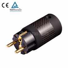 Audio Grade Hi-Fi Schuko AC Connector Black, Carbon Fiber, Gold Plated 