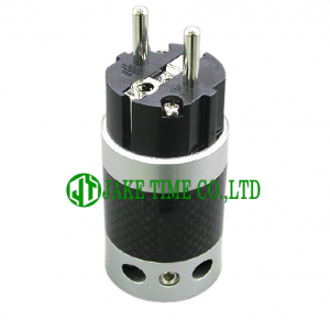 Audio Schuko Plug Power Plug Silver, Carbon Shell, Rhodium Plated