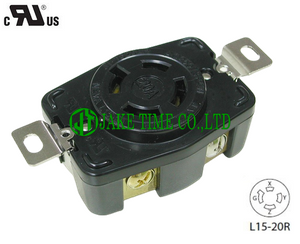 NEMA L15-20R Locking Type Receptacle, 3Ø 250V AC/20A Current Rating, with PC Body