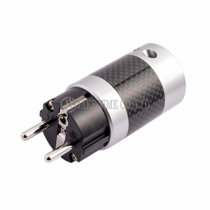 Audio Schuko Plug Power Plug Silver, Carbon Shell, Rhodium Plated
