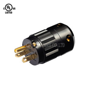 Audio Grade Hi-Fi AC Connector NEMA 5-20P Black, Gold Plated Cable Maximum 17mm