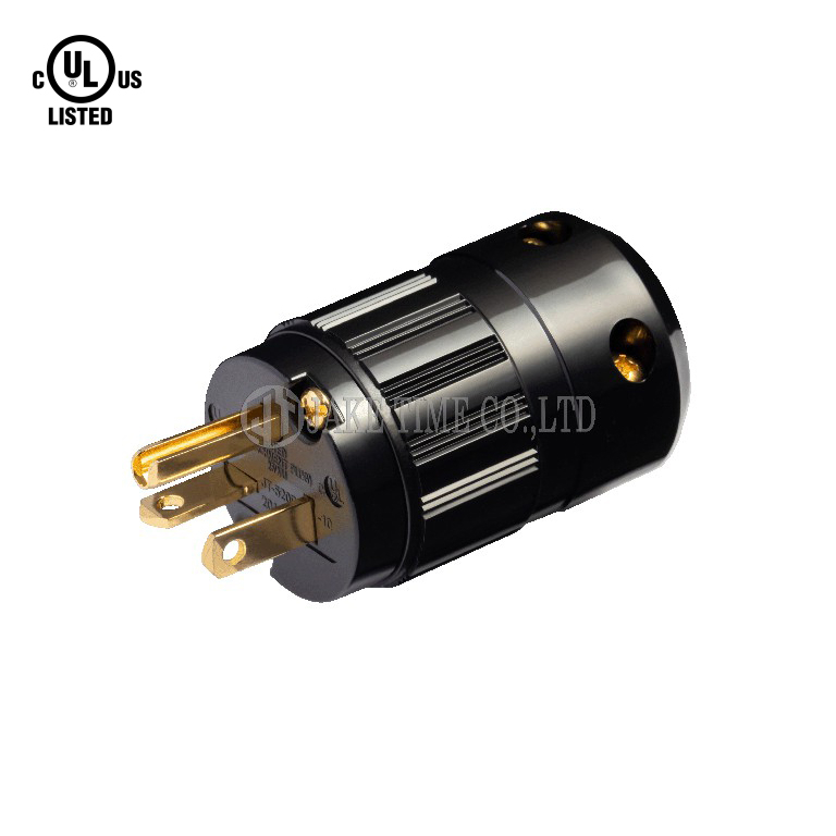 Audio Grade Hi-Fi AC Connector NEMA 5-20P Black, Gold Plated Cable Maximum 17mm