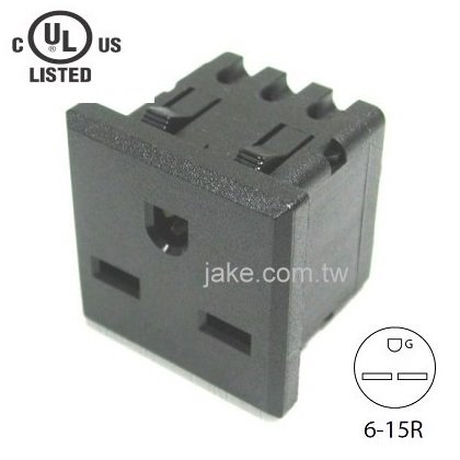 US Standard Power Socket 6-15R AC 250V 15A , PA66 Body Material